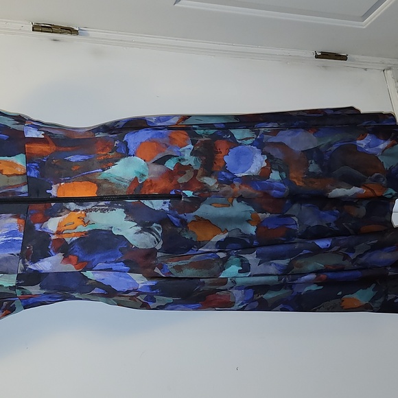 Lafayette 148 New York Watercolor Fit & Flare Dress Sleeveless Size 14 - Picture 3 of 9